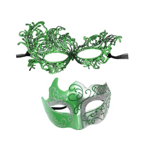 Baoblaze 2-teilige Maskenmaske, Kostümzubehör, Partymaske, Cosplay-Maske, Karnevalsmaske für Karneval, Partyzubehör, Verkleidung, GrÜn von Baoblaze