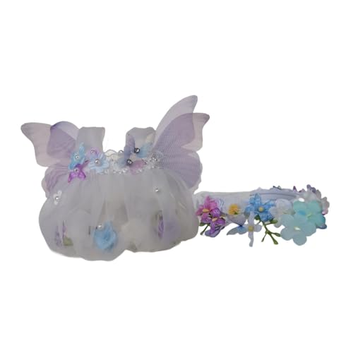 Baoblaze 20cm Puppenkleidung, Puppenzubehör, süßes, weiches Feen-Puppenkleid, handgefertigte Puppenkleidung, Geschenkparty, 5 6 7 8 9 10 kleine Mädchen, Lila mit Stirnband von Baoblaze