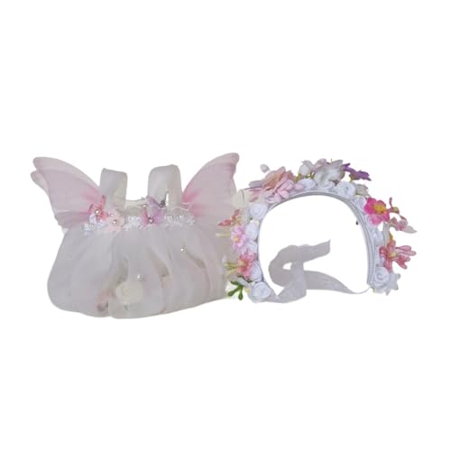 Baoblaze 20cm Puppenkleidung, Puppenzubehör, süßes, weiches Feen-Puppenkleid, handgefertigte Puppenkleidung, Geschenkparty, 5 6 7 8 9 10 kleine Mädchen, Rosa mit Stirnband von Baoblaze