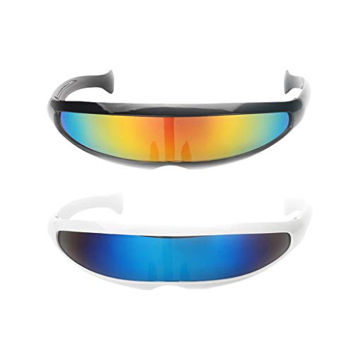 Baoblaze 2er Set Futuristische Sonnenbrille Verspiegelte Partybrille Spaßbrille Foto Requisiten Accessoires von Baoblaze