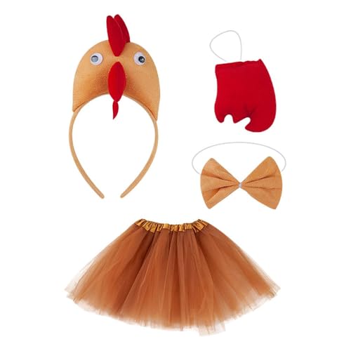 Baoblaze 3D Chicken Kostüm Set süßes Hühnchen -Stirnband für Halloween Party Holiday Cosplay, Braun von Baoblaze