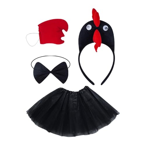 Baoblaze 3D Chicken Kostüm Set süßes Hühnchen -Stirnband für Halloween Party Holiday Cosplay, Schwarz von Baoblaze