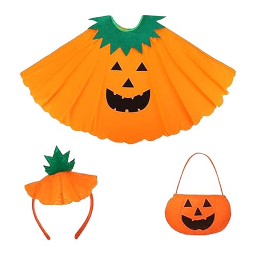 Baoblaze 3X Halloween Kürbis Kostüm Mantel Kleidung Nette Kürbis Poncho für Rolle Spielen von Baoblaze