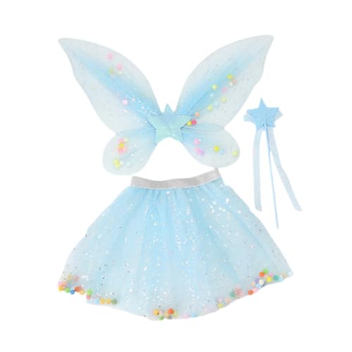 Baoblaze 3x Mädchen Tutu Rock und Set Geschenk Rollenspiel Outfits Kostüm, Blau von Baoblaze