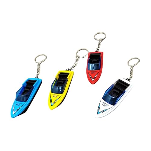 Baoblaze 4 Stück Mini-Motorboot-Modell, Desktop-Boot-Ornament, Sommer-Wasserspielzeug, Legierung, Simulations-Schnellboot für Jungen und Mädchen, Geschenke, mit Schlüsselanhänger von Baoblaze