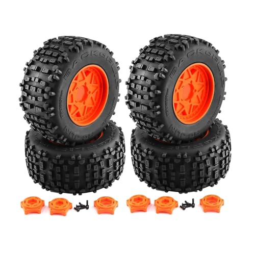 Baoblaze 4 Stück RC-Autoräder und -Reifen, RC-Upgrade-Teilemodifikation, Gummireifen für 1/8 RC-Auto, Crawler, DIY-Zubehör, Orange, Stil b von Baoblaze