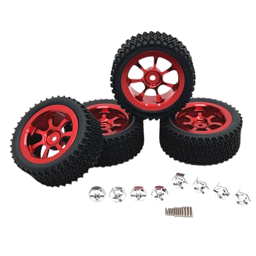 Baoblaze 4 Stück RC-Autoräder und -Reifen zum Ersetzen durch Sechskant-Radnaben für Autos, RC-Reifen und -Felgen, RC-Teil für Wltoys 1/14 RC Crawler Car DIY, Rot von Baoblaze