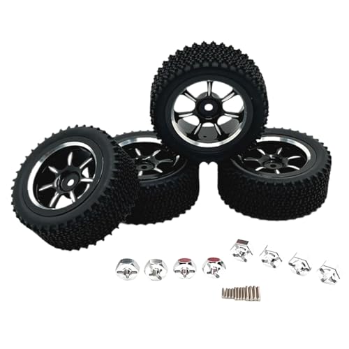 Baoblaze 4 Stück RC-Autoräder und -Reifen zum Ersetzen durch Sechskant-Radnaben für Autos, RC-Reifen und -Felgen, RC-Teil für Wltoys 1/14 RC Crawler Car DIY, Schwarz von Baoblaze