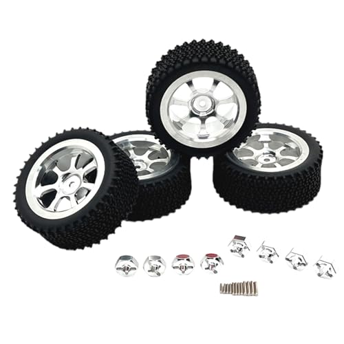 Baoblaze 4 Stück RC-Autoräder und -Reifen zum Ersetzen durch Sechskant-Radnaben für Autos, RC-Reifen und -Felgen, RC-Teil für Wltoys 1/14 RC Crawler Car DIY, Silbrig von Baoblaze