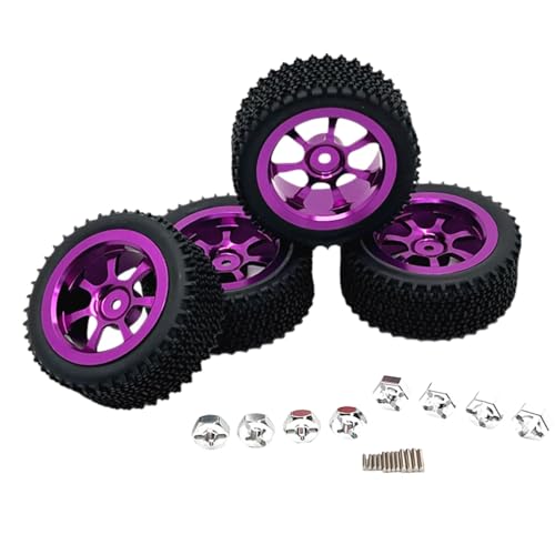 Baoblaze 4 Stück RC-Autoräder und -Reifen zum Ersetzen durch Sechskant-Radnaben für Autos, RC-Reifen und -Felgen, RC-Teil für Wltoys 1/14 RC Crawler Car DIY, Violett von Baoblaze