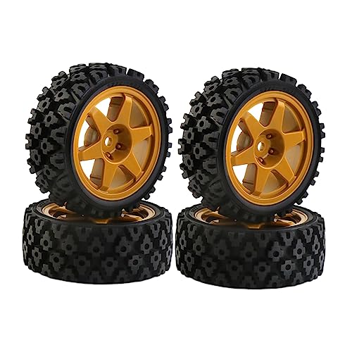 Baoblaze 4 Stück RC Truck Rad Gummireifen RC Reifen Ersatz RC Räder und Reifen 12 mm Nabe für TT02 XV-01 1/10 RC Rally Car Zubehör von Baoblaze