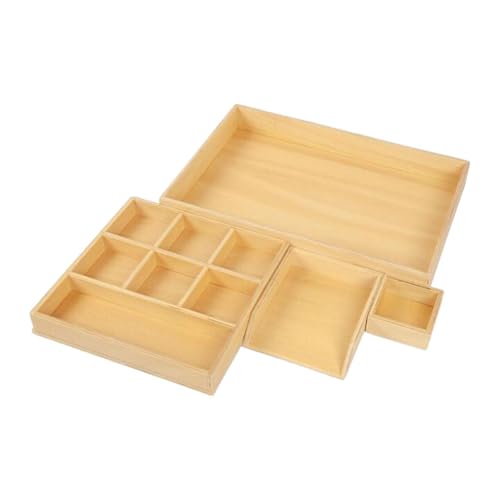 Baoblaze 4-teiliges Lehrmittelkästchen aus Holz, Montessori-Tablett, Aufbewahrungsbox, Aufbewahrungsbox für Papierbasteleien für kleine Blöcke, Ohrringe, von Baoblaze