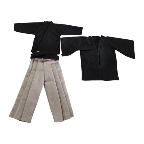 Baoblaze 4-teiliges Samurai-Kimono-Kleidungsset im Maßstab 1:12, Miniatur-Kleidung, handgefertigtes Japanisches Samurai-Set, Puppenkostüm für von Baoblaze