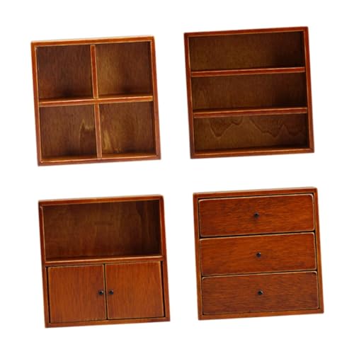 Baoblaze 4Pcs 1/12 Miniatur Schrank Schrank Hutch Puppenhaus Möbel Zubehör von Baoblaze