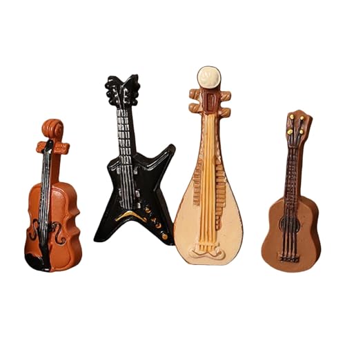 Baoblaze 4Pcs Gitarre Violine Bass Pipa Puppenhaus Instrument Set Puppenhaus Zubehör Puppenhaus Möbel Puppenhaus Musikinstrumente von Baoblaze