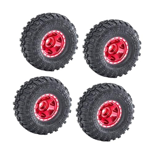 Baoblaze 4X 1,0 Zoll Radreifensatz Gummireifen, Simulation, einfach zu installierende Ersatzteile für SCX24 FMS24 1:24 RC Crawler Autozubehör, Rot von Baoblaze