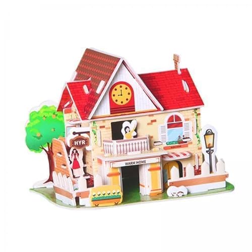 4X DIY 3D Puzzle Spielzeug, Cartoon Haus, Handgefertigtes Gebäudemodell Set, Konstruktionsspielzeug für Geburtstagsgeschenk, Dekoration, Erwachsene Un von Baoblaze
