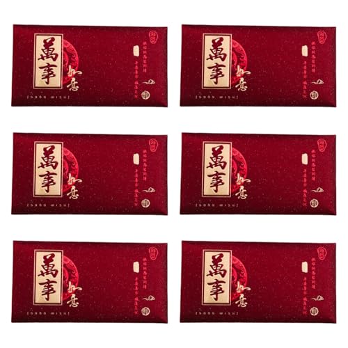 Baoblaze 6 Stück rote Umschläge zum chinesischen Neujahr, Glücksgeld, Beste Wünsche, Grußkarten-Umschläge, Hong Bao, rote Tasche für Abschlussfeiern, Hochzeit, Style A von Baoblaze