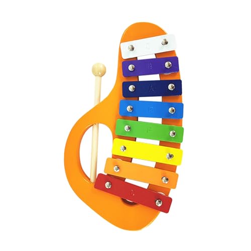 Baoblaze 8-Noten-Xylophon aus Metall, Regenbogen-Glockenspiel aus Holz, Musikinstrument, Kinder-Holz-Xylophon für Bands und Erwachsene, Geschenke zum, Orange von Baoblaze