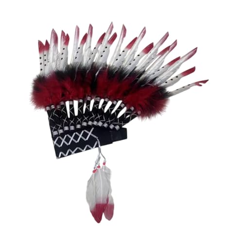 Baoblaze American Chief Indian Native Hut Künstliche Federkopfschmuck für Party Karneval, Kunstpelz von Baoblaze