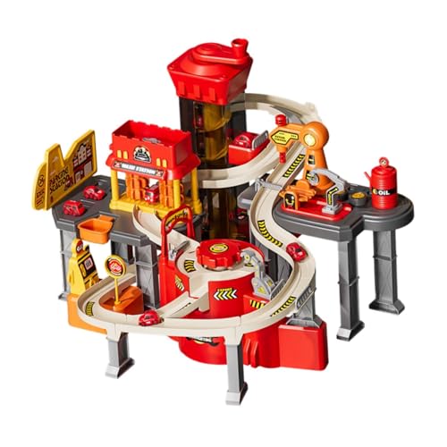 Baoblaze Autogarage-Spielset, Rennstrecke, Autospielzeug, Problemlösungsfähigkeiten, Partyspielzeug, Rennstrecke zusammenbauen, Rennautospielzeug für, Thema Feuerwehr von Baoblaze