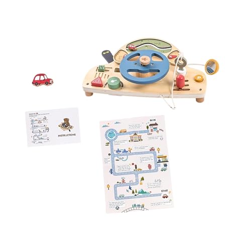 Baoblaze Baby Busy Board Pädagogisches Feinmotorik-Fähigkeiten-Hand-Auge-Koordination Holz Sensorisches Spielzeug Lenkrad Busy Game für Kleinkinder von Baoblaze