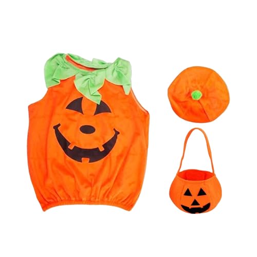 Baoblaze Baby-Halloween-Kürbiskostüm, süßes, Outfit für Partyzubehör, Rollenspiele, mit Tasche von Baoblaze