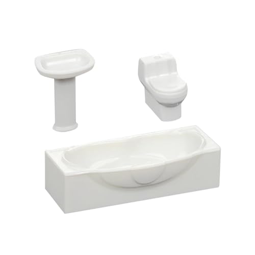 Baoblaze Badewanne Waschbecken Simulation Toilette Lebendige Spielzeug Haus Toilette Modell Puppenhaus Miniatur Spielzeug für DIY Miniatur Badezimmer Mädchen, S von Baoblaze