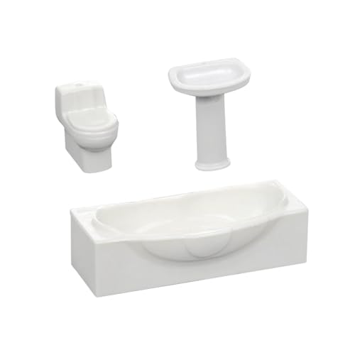 Baoblaze Badewanne Waschbecken Simulation Toilette Lebendige Spielzeug Haus Toilette Modell Puppenhaus Miniatur Spielzeug für DIY Miniatur Badezimmer Mädchen, m von Baoblaze