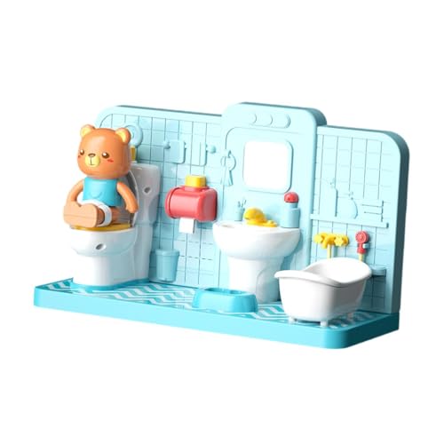 Baoblaze Badezimmer-Set Puppenhaus Badezimmer-Set Kinderspielzeug Kindergeschenke Puppenhaus Dekor Ornament Miniaturmöbel Spielzeug Puppenhaus Miniatur von Baoblaze