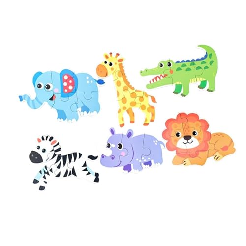 Baoblaze Buntes Puzzle-Form-Matching-Puzzle-Erkennungsspielzeug, frühes pädagogisches Montessori-Spielzeug für Babys im Vorschulalter, Jungen und Mädchen, Wildes Tier von Baoblaze