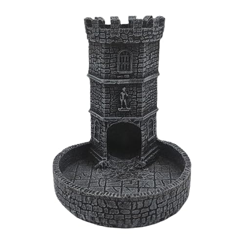 Baoblaze Burg Würfelturm Tabletop Rollenspiel Harz Zufälliges Zubehör für Brettspiele Würfel Rollturm für Geburtstagsgeschenk Gamer, Schwarzgrau von Baoblaze