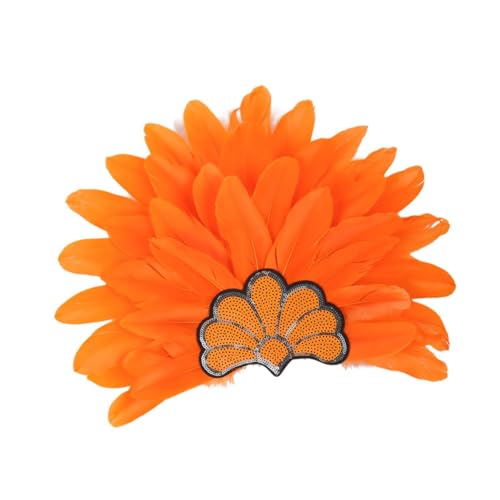 Baoblaze Chief Indian Hat Feather Headschminder, Orange von Baoblaze