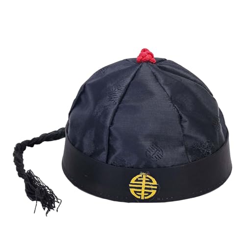 Baoblaze Chinesischer Kaiserhut, Chinesischer Antiker Prinzenhut, Mandarin-Hut mit Zopf, Chinesischer Orientalischer Hut, Chinese Emperor Hat für Cosplay Fotografie Mottoparty Theater, Schwarz 56cm von Baoblaze