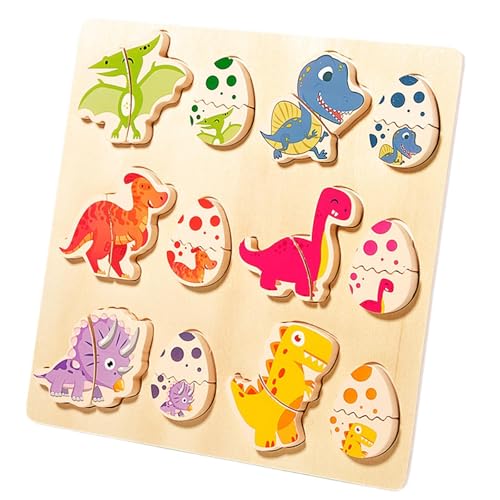 Baoblaze Dinosaurier-Puzzle aus Holz, Dinosaurier-Spielzeug, passendes Sortieren, Montessori-Spielzeug für Kinder im Alter von 1–3 Jahren, von Baoblaze