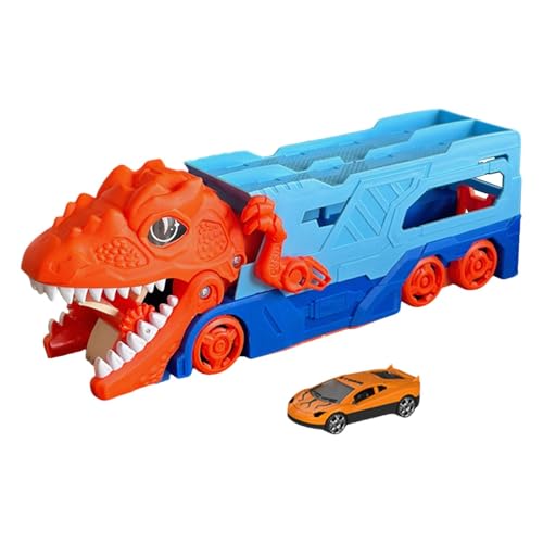 Baoblaze Dinosaurier-Transport-LKW-Träger, elektrisches Licht und Sound-Spielzeug, inklusive einem zufälligen Mini-Auto, Dinosaurier-Verschlingungs-LKW, Orange von Baoblaze