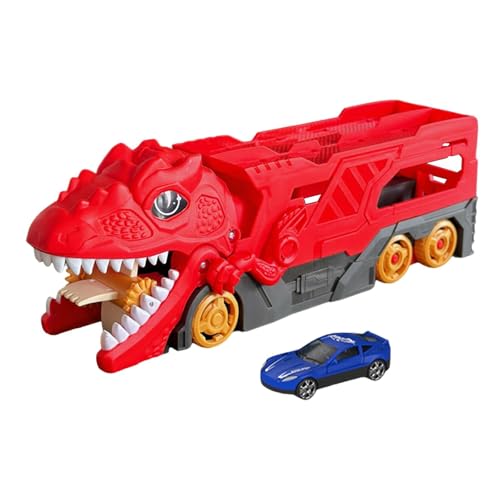 Baoblaze Dinosaurier-Transport-LKW-Träger, elektrisches Licht und Sound-Spielzeug, inklusive einem zufälligen Mini-Auto, Dinosaurier-Verschlingungs-LKW, ROT von Baoblaze