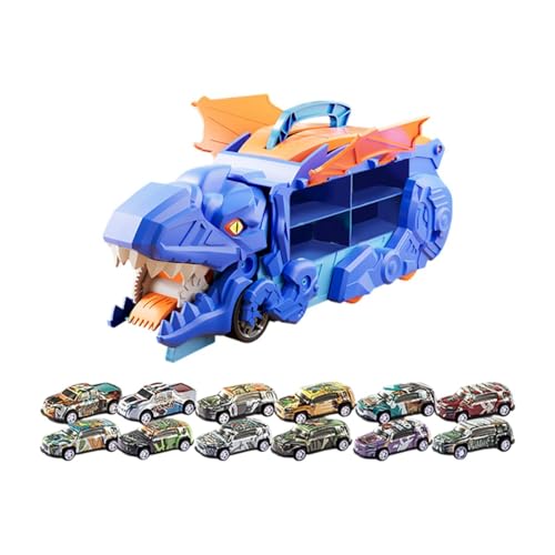 Baoblaze Dinosaurier-Verschluckungslastwagen für Kinder mit Gleitschiene, kreatives Dinosaurierfiguren-Spielzeug Babys im Alter von, mit 12 Autos von Baoblaze