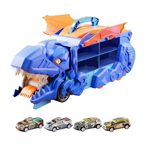 Baoblaze Dinosaurier-Verschluckungslastwagen für Kinder mit Gleitschiene, kreatives Dinosaurierfiguren-Spielzeug Babys im Alter von, mit 4 Autos von Baoblaze