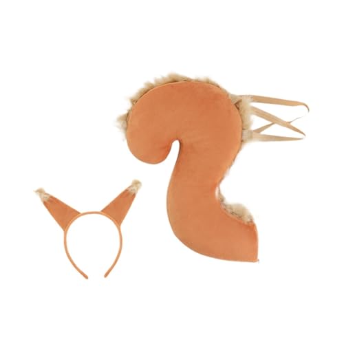 Baoblaze Eichhörnchen-Ohren und Schwanz-Set, Cosplay, vielseitiges Kopfbedeckungs-Stirnband für Abschlussball, Geburtstag, Orange von Baoblaze