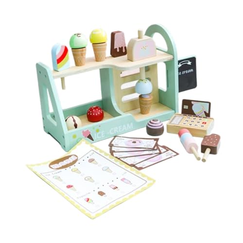 Baoblaze Eiscreme-Set aus Holz, Küchenzubehör, frühes Lernspielzeug, Rollenspiel-Spielzeug, Lebensmittel-Spielzeug-Set, Rollenspiel-Spielzeug für Jungen und von Baoblaze