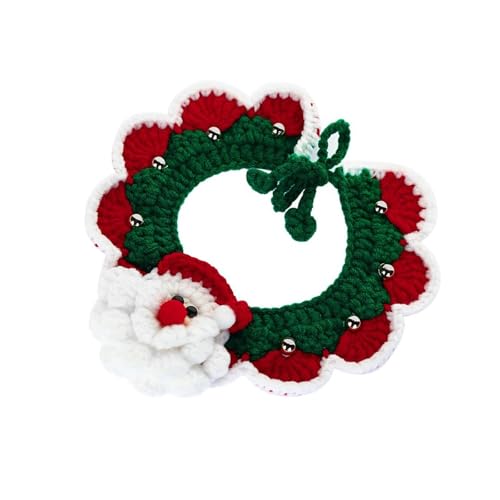 Baoblaze Gestricktes Lätzchen Katzenhalsband Weihnachtsmann Halsband Weihnachtsmann Weihnachtsmann Weihnachtskleid Urlaub Gestricktes Haustier Accessoire, L von Baoblaze