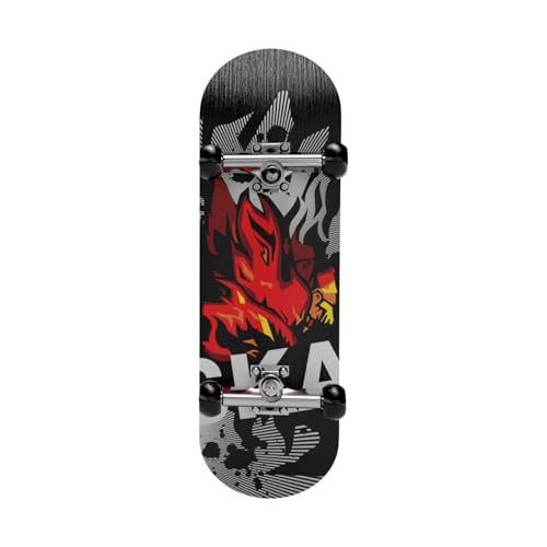 Baoblaze Griffbrett-Fingerspitzen-Bewegung, Sammlerstück, Partygeschenk, neuartiges Griffbrett, Mini-Finger-Skateboard-Spielzeug für Kinder und Erwachsene, Schwarze Flamme von Baoblaze