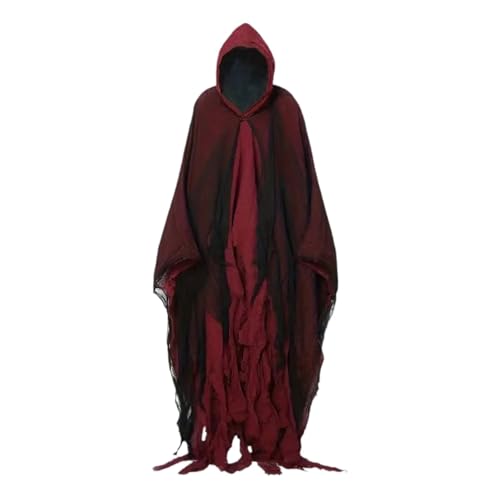 Baoblaze Halloween-Kapuzenumhang, mittelalterliche gotische Zaubererrobe für Männer und Frauen, Rot Baoblaze Halloween-Kapuzenumhang, mittelalterliche gotische Zaubererrobe für Männer und Frauen, Rot von Baoblaze
