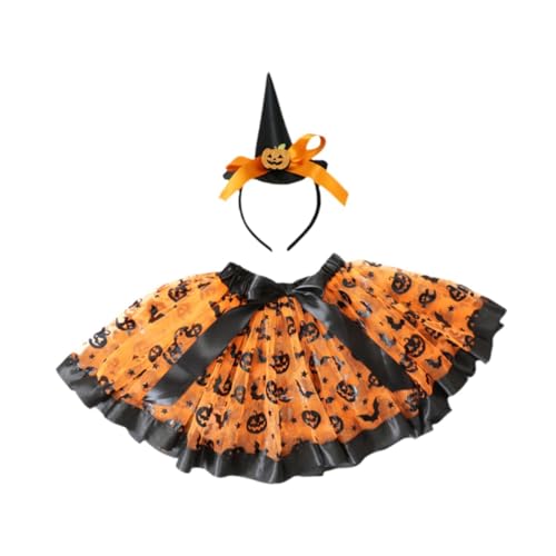 Baoblaze Hexenkostüm für Mädchen, Hexen-Outfit, Halloween, Verkleidung für Karneval, Party, Abschlussball, Orange von Baoblaze