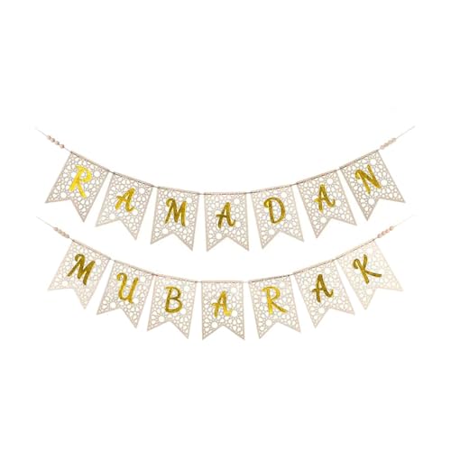 Baoblaze Holz Ramadan Banner Dekor mit Briefen Party Lieferungen Ramadan Hanging Ornamente Eid Mubarak Happy Geschenke für Bauernhaus, Gold von Baoblaze