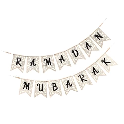 Baoblaze Holz Ramadan Banner Dekor mit Briefen Party Lieferungen Ramadan Hanging Ornamente Eid Mubarak Happy Geschenke für Bauernhaus, Schwarz von Baoblaze