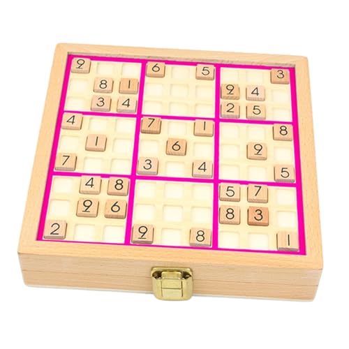 Baoblaze Holz-Sudoku-Spielbrett, Holz-Sudoku-Brettspiel-Set, Schubladen zur Aufbewahrung, Sudoku-Brettspiel für Kinder im Alter von 7–14 Jahren, ROSA von Baoblaze