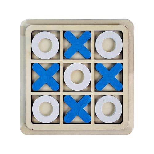 Baoblaze Holz Tic TAC Toe Brettspiel, XO Tischspielzeug, Tic Tac Toe Lernspielzeug Klassische Brettspiele, Montessori Kinder Jeden Alters X und O Reisespiel für Eltern-Kind-Interaktion, Blau Weiss von Baoblaze