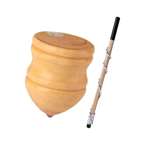 Baoblaze Holz-Trompos zum Selberbemalen, Holzspielzeug mit Stab, handgefertigt, Hände, Augen, Kooperation, unbemalte Holzkreisel, für Kinder Kids, 10 Inch von Baoblaze